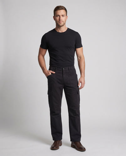 Herren Relaxed-Utility-Cargopalazzo-Hose mit tiefem Schritt, verstärkten Kniepaneelen und elastischem Saum Nord Taschen