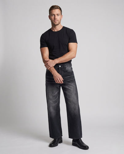 Herren Ultraweite Relaxed-Baggy-Jeans aus Rigid-Denim mit tiefem Schritt und natürlichem Whisker-Fade Nord Taschen