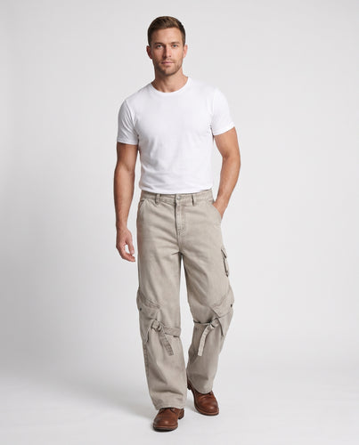 Herren Utility-Cargo-Palazzo-Hose mit D-Ring-Straps und extra weitem Bein Nord Taschen
