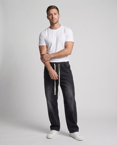 Herren Vintage-gewaschene Denim-Jogginghose mit elastischem Bund und Kordelzug Nord Taschen
