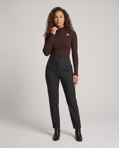 Damen Feinstrickpullover mit Rüschenkragen und welligem Ärmelabschluss Nord Taschen