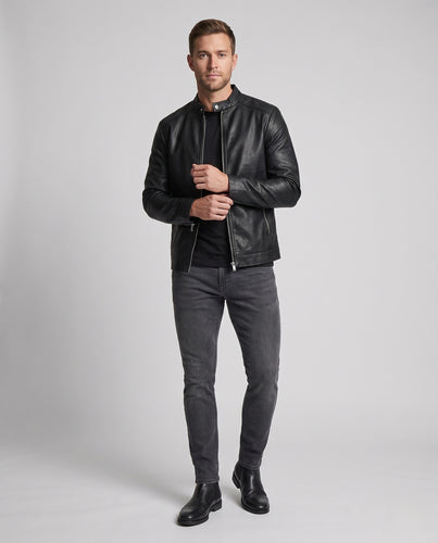 Herren Lederjacke Nord Taschen