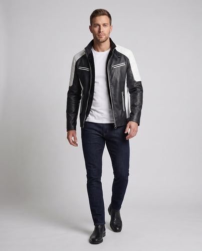 Herren Lederjacke mit Steppdetails Nord Taschen