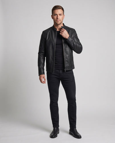 Herren Moderne Kunstlederjacke Nord Taschen
