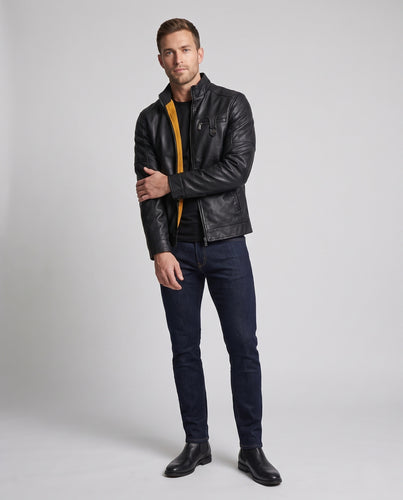 Herren Modische Kunstlederjacke mit praktischen Taschen Nord Taschen