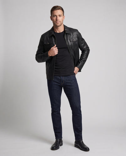 Herren Modische Lederjacke im Vintage-Stil Nord Taschen