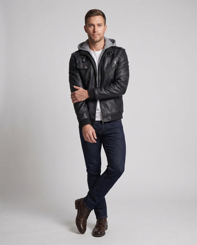 Herren Robuste Kunstlederjacke Nord Taschen