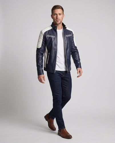Herren stilvolle Lederjacke mit isolierendem Fleecefutter Nord Taschen
