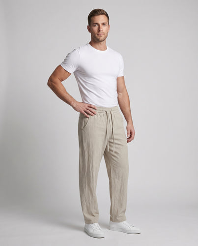 Herren Bequeme und lässige weit geschnittene Leinenhose Nord Taschen