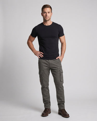 Herren Cargohose Slim-Fit Baumwoll-Canvas mit verstärkten Knien und Multifunktionstaschen Nord Taschen