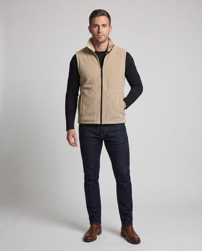 Herren Fleece-Isolationsweste mit kuscheligem Sherpa-Innenfutter und hochschließendem Stehkragen Nord Taschen