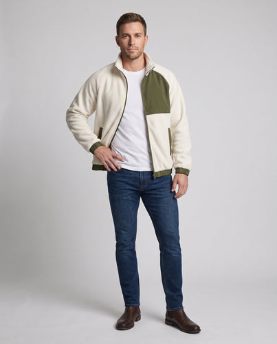 Herren Fleecejacke mit Nylonkontrastpaneel, Stehkragen und durchgehendem Reißverschluss Nord Taschen