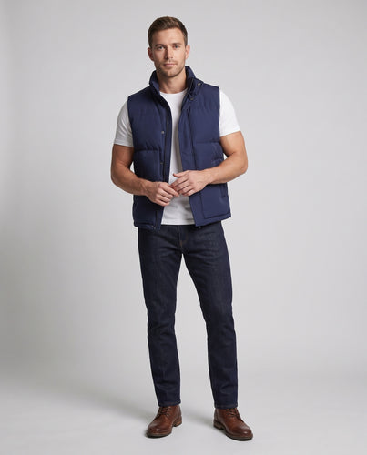 Herren Isolierte Steppweste im Urban-Layering-Stil mit hohem Stehkragen und Zwei-Wege-Reißverschluss Nord Taschen