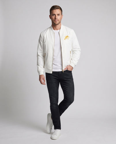 Herren Leichte Bomberjacke mit goldbesticktem Emblem und Reißverschlusstaschen Nord Taschen