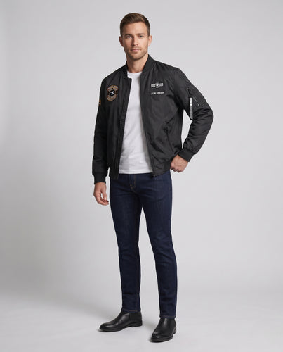 Herren Leichte Flieger-Bomberjacke mit Patch-Details, Ärmeltasche und wasserabweisender Nylonoberfläche Nord Taschen