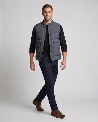 Herren Minimalistische Thermo-Utility-Weste mit Druckknopffront und großen Klappentaschen Nord Taschen
