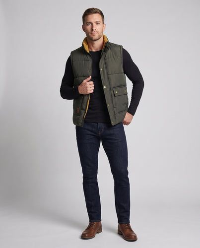 Herren Steppweste mit Teddyfutter, hochschließendem Kragen und Multifunktionstaschen Nord Taschen
