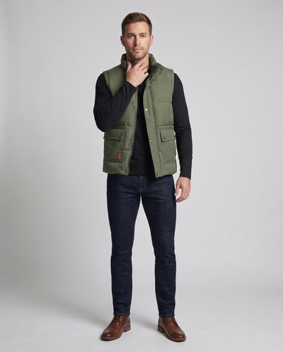 Herren Thermisch gefütterte Outdoor-Steppweste mit Sherpa-Innenfutter, hohem Stehkragen und Klappentaschen Nord Taschen