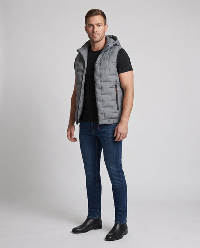 Herren Thermo-Utility Kapuzenweste mit wasserabweisender Mikrofaserschale und elastischem Bund Nord Taschen