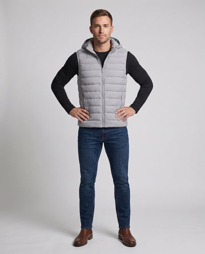 Herren Ultraleichte Kapuzen-Steppweste mit Thermofüllung und Reißverschlusstaschen Nord Taschen