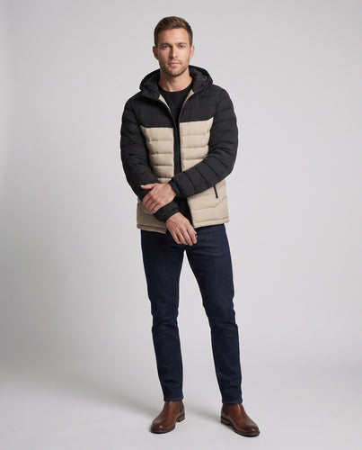 Herren Ultraleichte Steppjacke mit Kapuze, Thermopanelen und Reißverschlusstaschen Nord Taschen