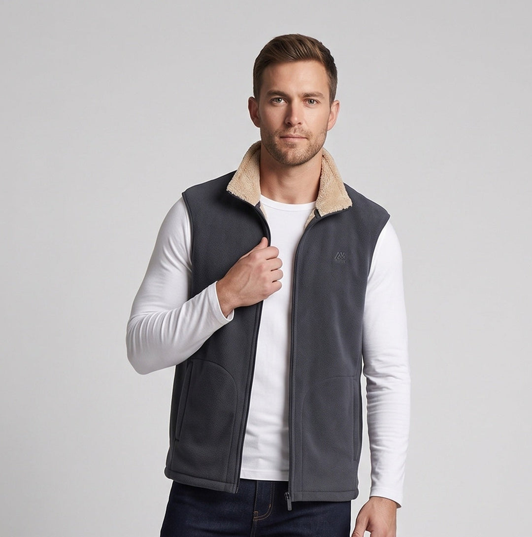 Herren Wärmende Fleece-Thermoweste mit Sherpa-Kragen und Eingrifftaschen Nord Taschen
