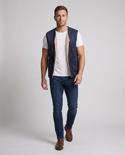 Herren Wattierte Thermo-Sherpaweste mit weichem Fleecefutter und Frontreißverschluss Nord Taschen