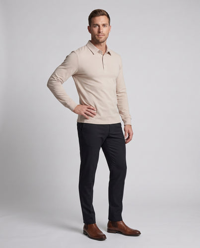 Herren Langarm Poloshirt mit knöpfbarem Kragen Nord Taschen