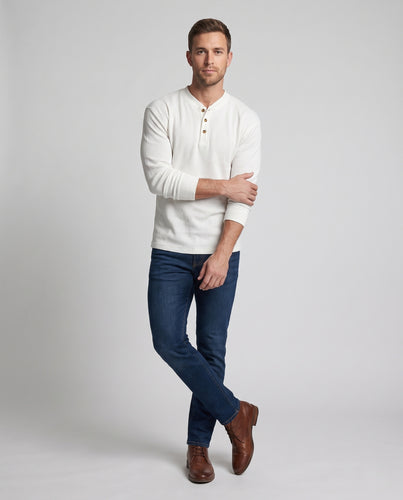 Herren lässiger Langarm-Henley-Shirt Nord Taschen