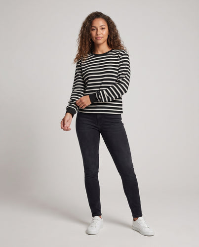 Damen Lässiger gestreifter Langarm-Pullover Nord Taschen