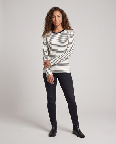Damen Lässiges Langarmshirt mit Streifenmuster Nord Taschen