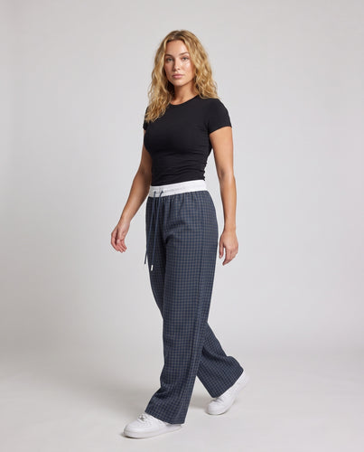 Damen Legere Harem-Hose mit Gummizug und Karomuster Nord Taschen