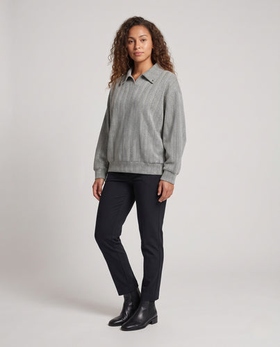 Damen Modische Oversized Bluse im Fischgrätmuster Nord Taschen