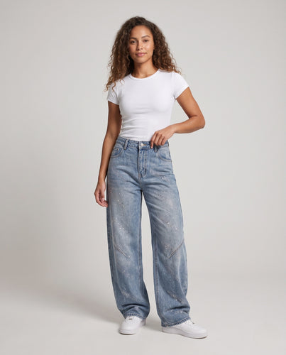 Damen Modische Weitgeschnittene Jeans Nord Taschen