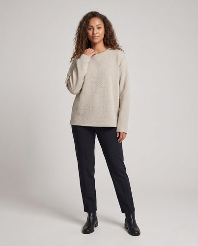 Damen Oversized Langarm-Shirt mit strukturiertem Design Nord Taschen