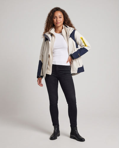 Damen Zweiteilige Outdoorjacke mit abnehmbarer Fleece‑Innenjacke, wind- und wasserabweisender Softshell‑Hülle und Kapuze Nord Taschen