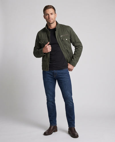 Herren Canvas-Outdoorjacke im Mechaniker-Look mit Stehkragen, Brustreißverschluss und Utility-Taschen Nord Taschen