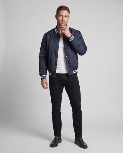 Herren College-Blouson mit gestepptem Thermofutter und kontrastierendem Rippkragen Nord Taschen