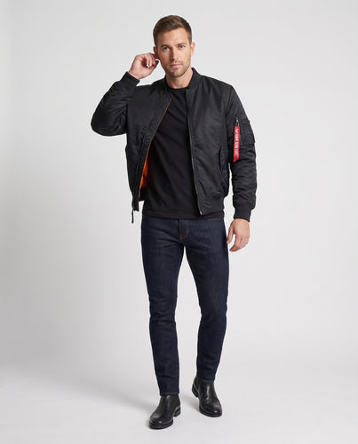 Herren gefütterte Nylon-Bomberjacke im Aviator-Stil mit Thermo-Isolierung und Utility-Ärmeltasche Nord Taschen
