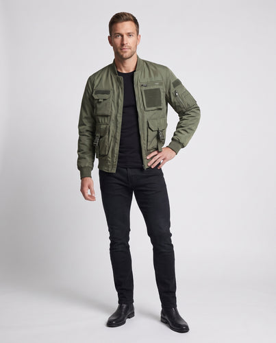 Herren taktische Thermo-Bomberjacke mit Multi-Taschen und gesteppter Isolierung Nord Taschen