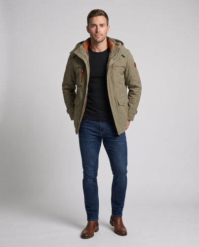 Herren Expeditionsparka mit Teddyfleece-Innenfutter, hoher Wetterschutz und Utility-Taschen Nord Taschen