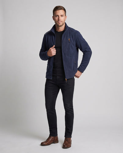 Herren Fleecejacke mit Stehkragen, Reißverschluss-Brusttasche und elastischen Bündchen Nord Taschen