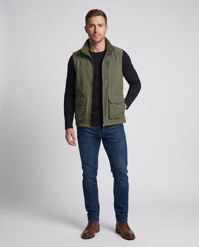 Herren funktionale Outdoor-Weste mit Fleece-Innenfutter, Mehrfachtaschen und hohem Kragen Nord Taschen