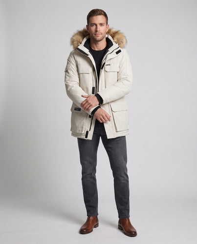 Herren Isolierter Expedition-Parka mit abnehmbarer Kunstfellkapuze und winddichter Membran Nord Taschen