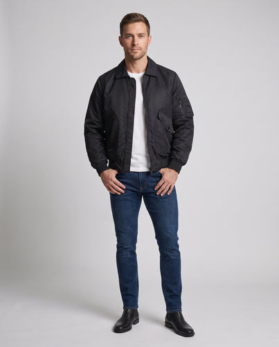 Herren Leichter Nylon-Bomber im Aviator-Utility-Design mit Ärmeltasche und geripptem Saum Nord Taschen