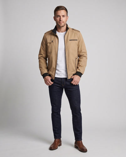 Herren Leichter Utility-Fieldblouson im Pilotenstil mit Rippbund und Schulterpatten Nord Taschen