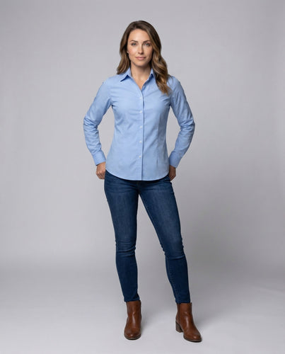 Blusentop Damen tailliert aus Baumwollmix