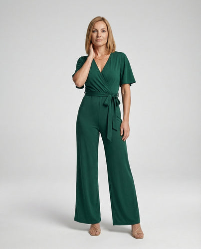 Damen Jumpsuit Wickeloptik weit