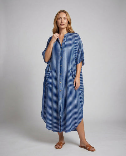 Damen Kaftan Kleid Maxi mit Taschen