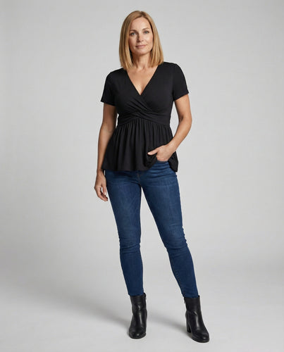 Damen Wickel Top Damen V-Ausschnitt